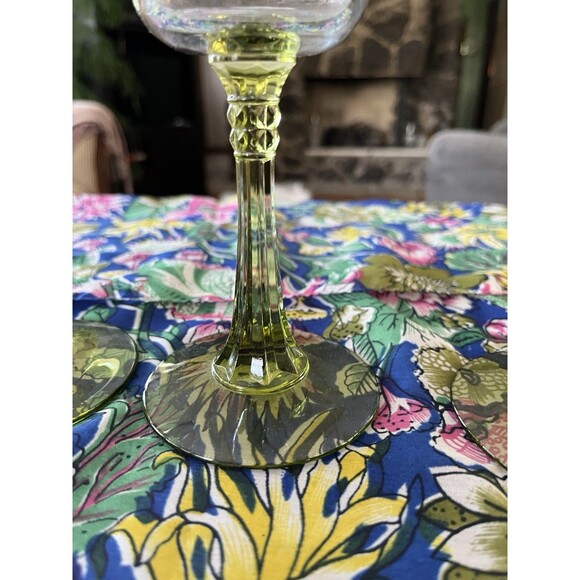 Set of 3 Vintage Partylite Clear Glass Votives Avocado Green Stem Candle Holders - Picture 4 of 6